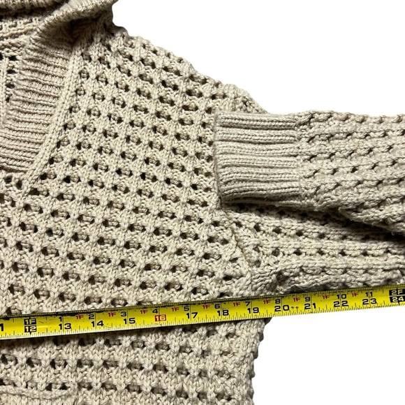 NWOT Zara Crochet Knit Hoodie Wool Blend Beige Size Medium - Picture 6 of 6